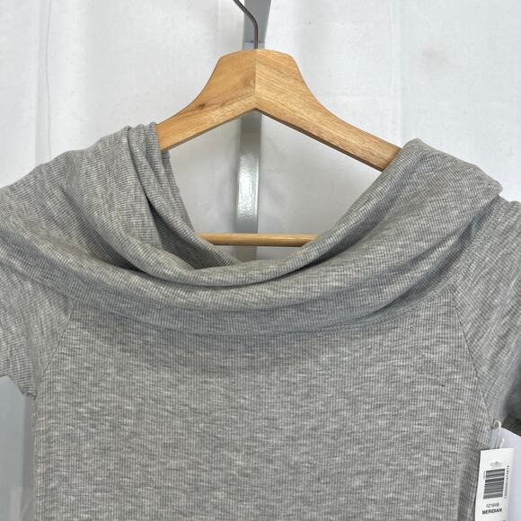 NWT THE GROUP Aritzia Luxe Lounge Meridian Dress Off Shoulder Heather Chrome M - Picture 8 of 11